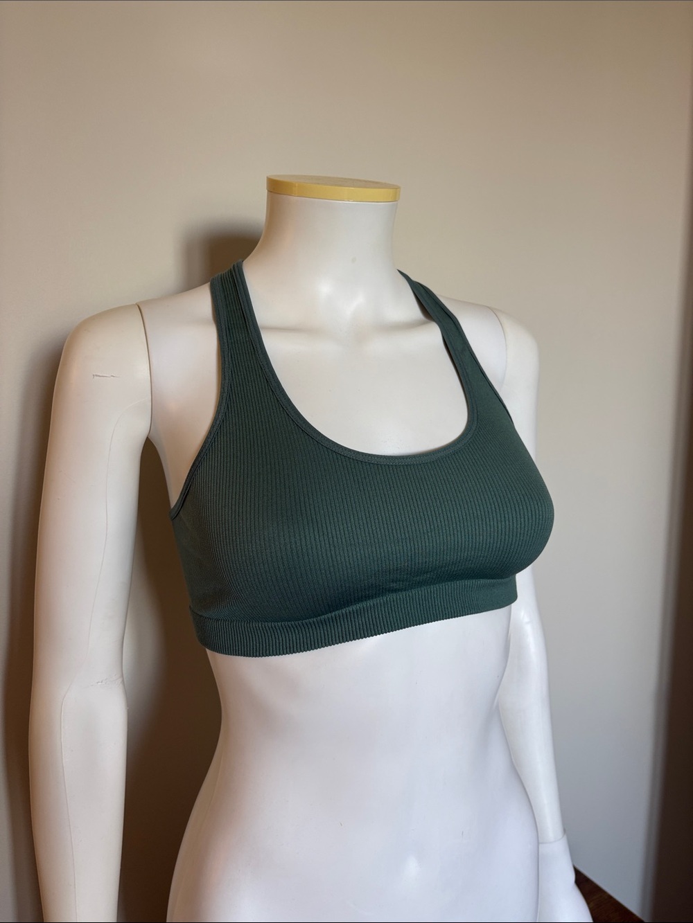 Lively Ribbed Racerback Sports Bra - Forest Green Large .